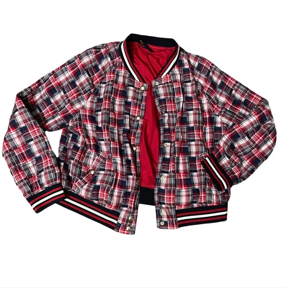 Tommy Hilfiger Plus Plaid Varsity Jacket - Picture 1 of 3